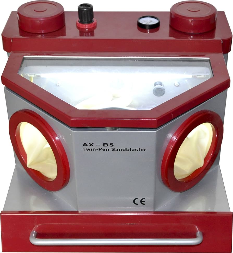 Dental Lab Fine Blasting Unit Sand Blaster 2 Pen 2 Tank with build-in Dust Drawer