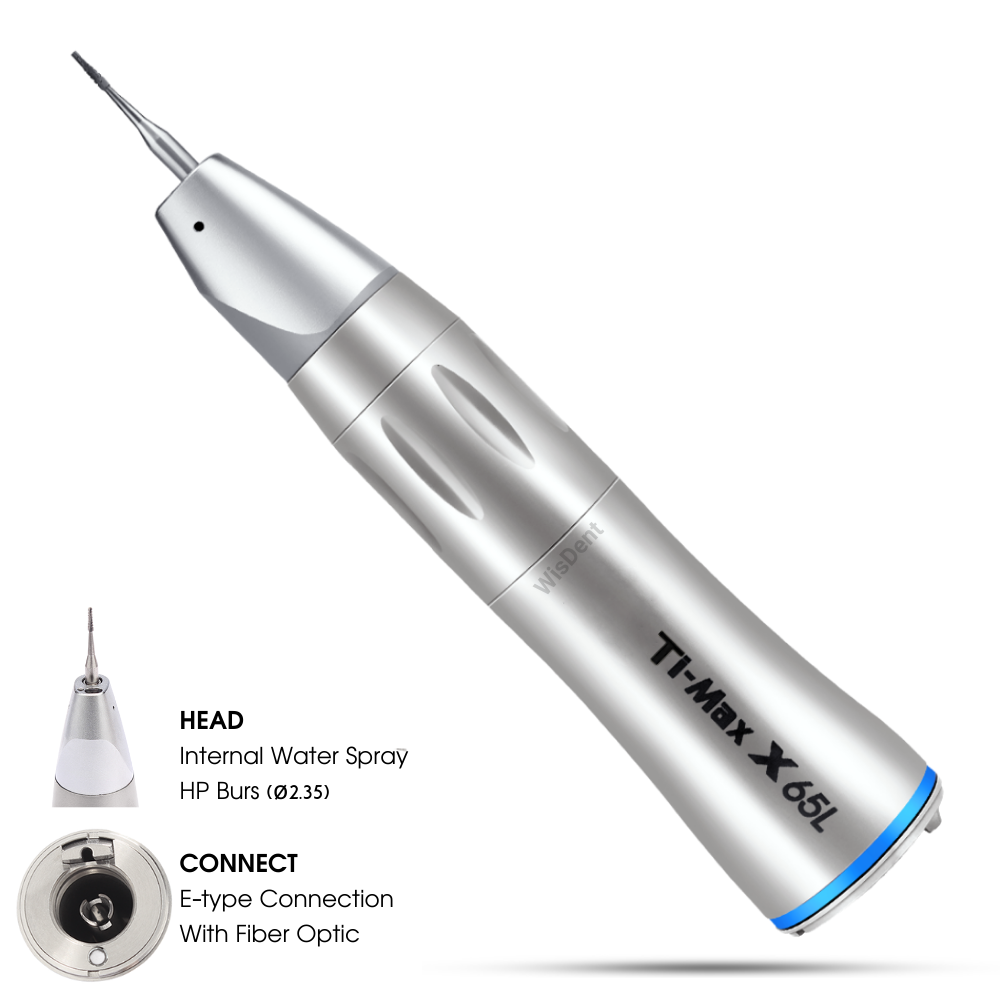 X65L Straight Nose Attachment Low Speed Handpiece with Fiber Optic LED