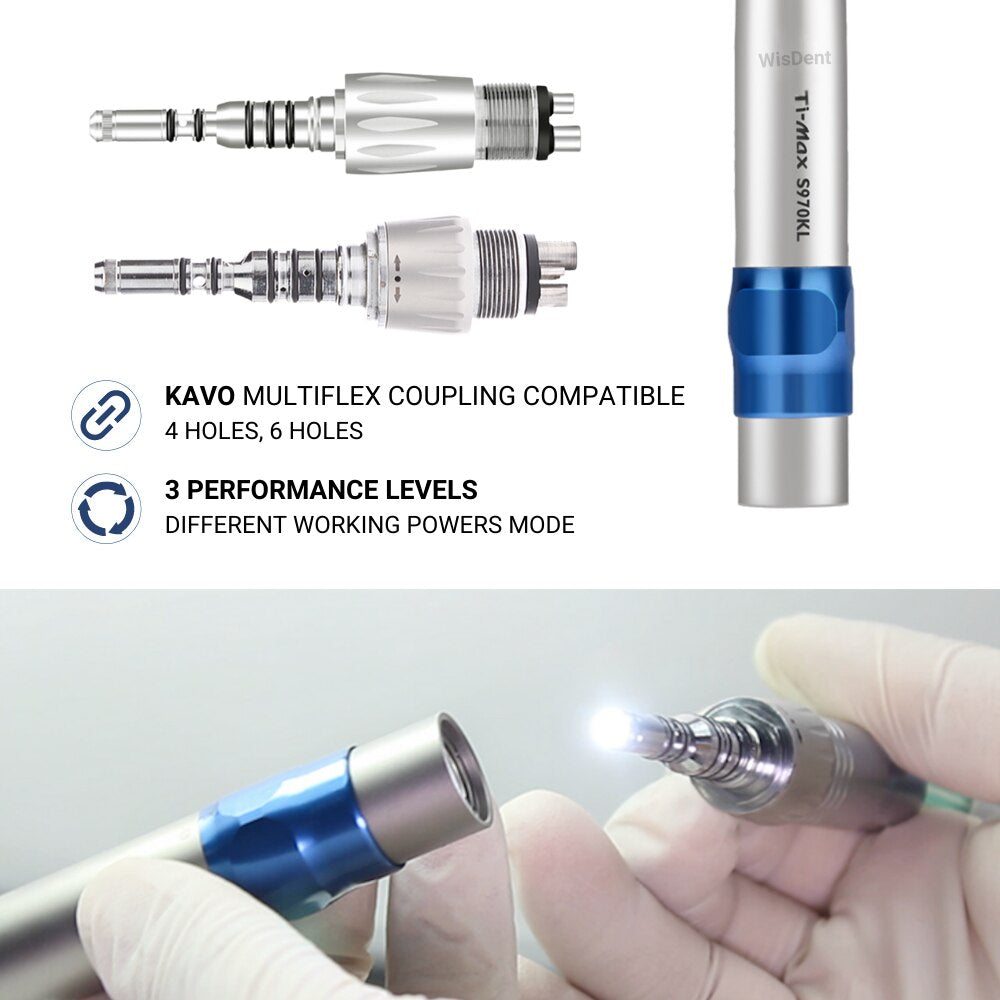 Dental Oral Therapy Equipments Air Scaler S970KL Optic Light 3 Level Power Fit Kavo-type LED Couplings 3 pcs Perio Scaling Tips