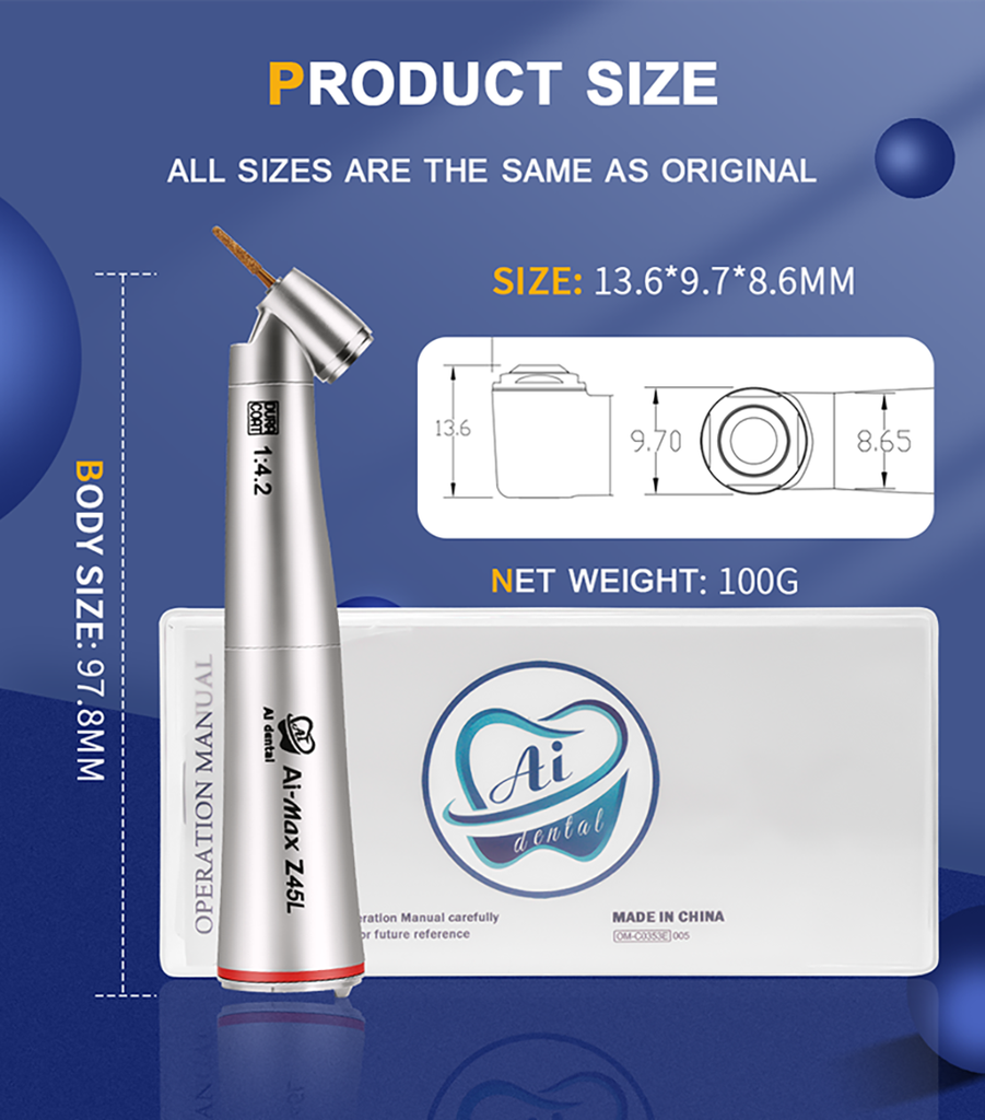 Z45L Contra Angle Handpiece 1:4.2 Increasing 45 Degree with Led Fiber Optic