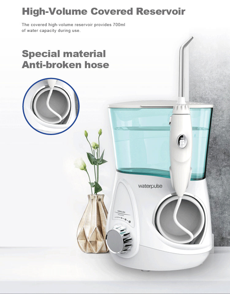 Waterpulse V600G / V600 Oral Irrigator Water Flosser Jet 5pcs Tips Dental Oral Hygiene Family Whitening Teeth Cleaner 700ml