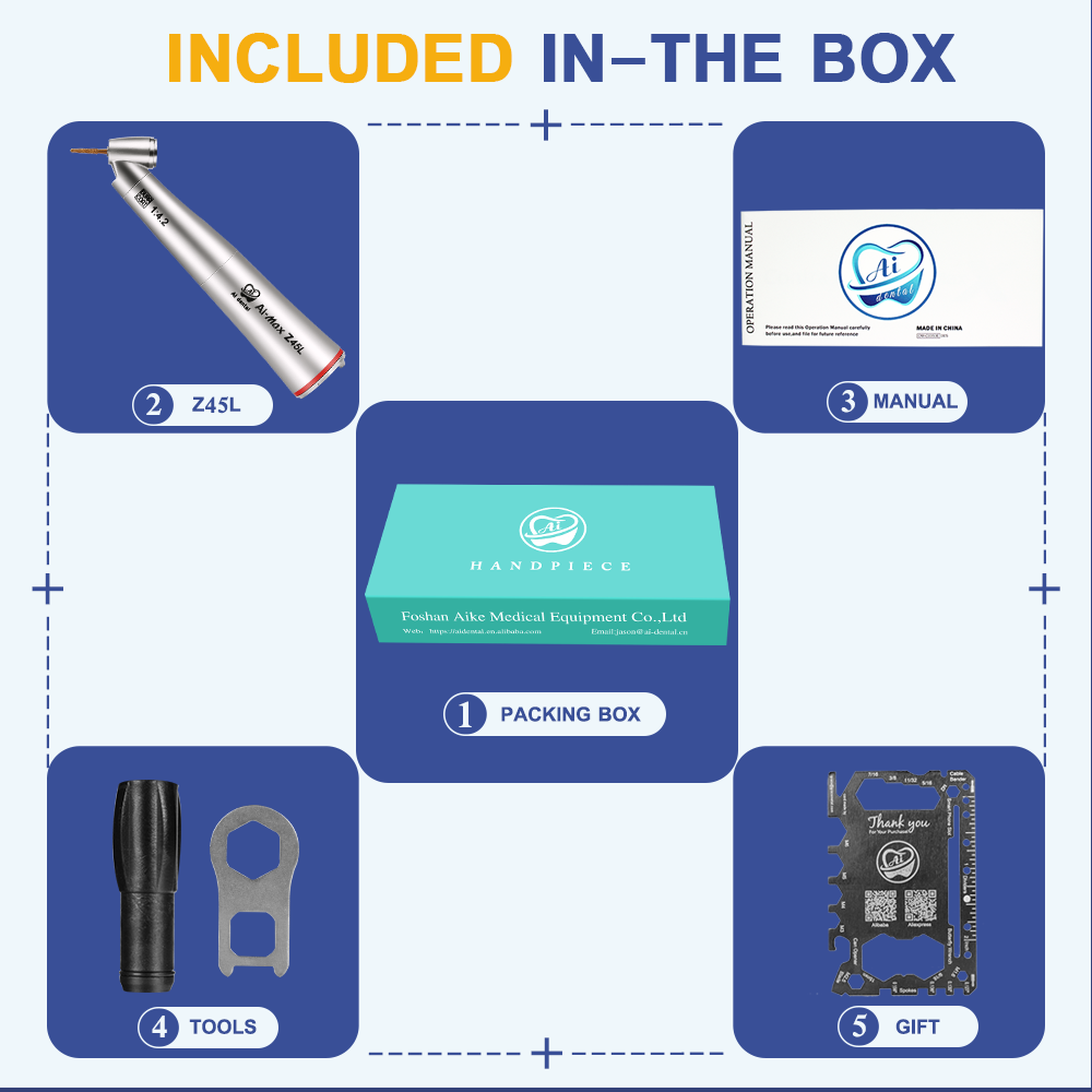 Z45L Contra Angle Handpiece 1:4.2 Increasing 45 Degree with Led Fiber Optic