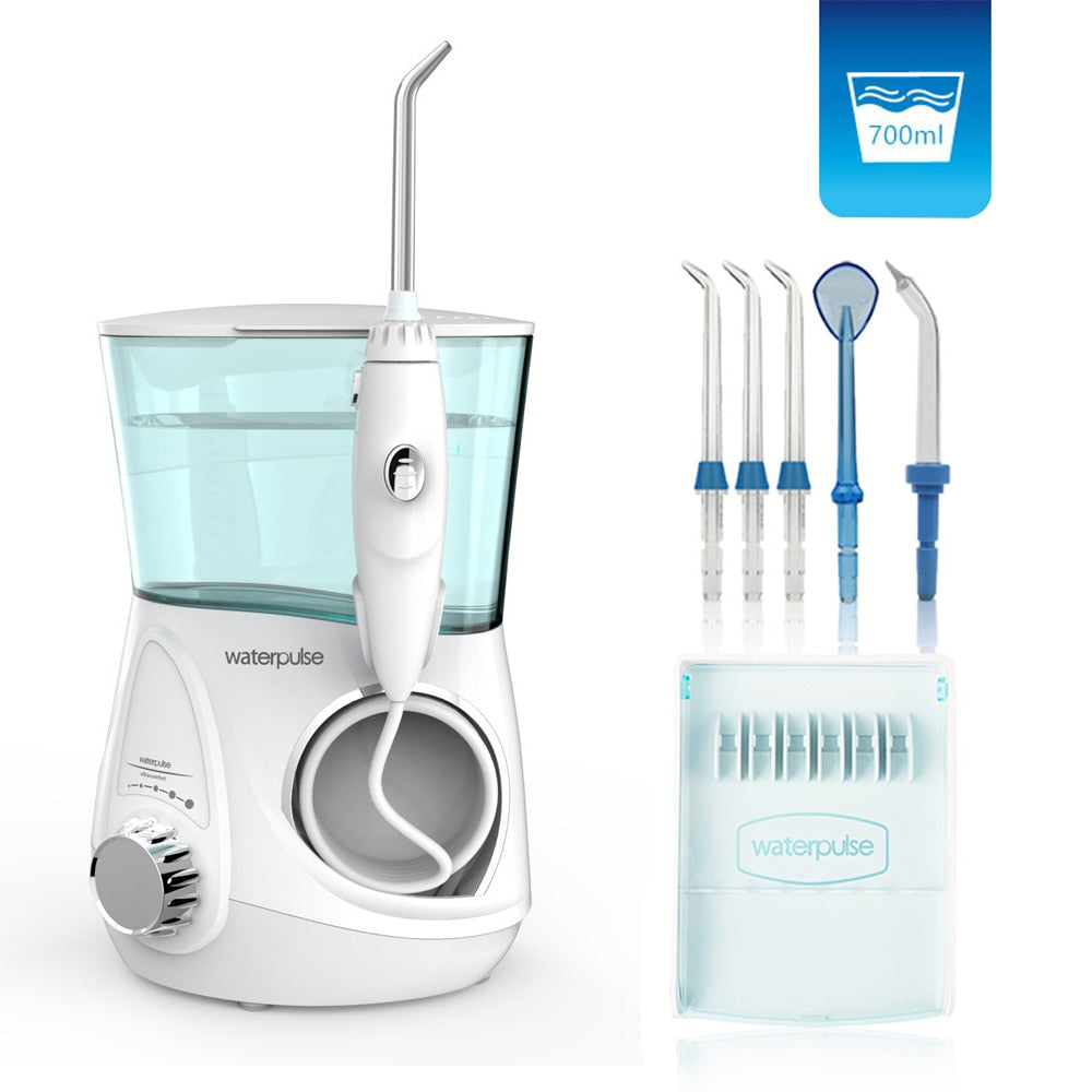 Waterpulse V600G / V600 Oral Irrigator Water Flosser Jet 5pcs Tips Dental Oral Hygiene Family Whitening Teeth Cleaner 700ml