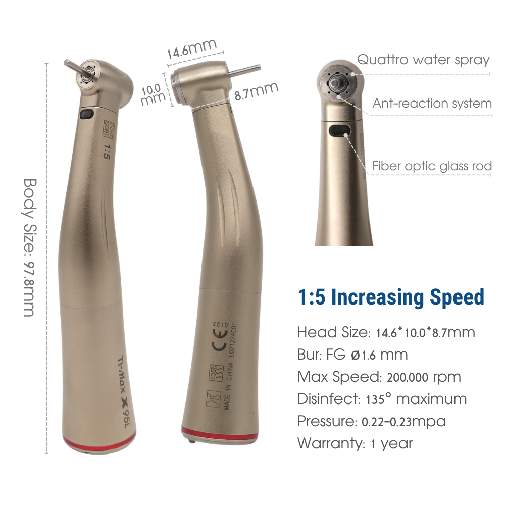 X95L Contra Angle 1:5 with Fiber Optic Ti-Max X95L Internal Water