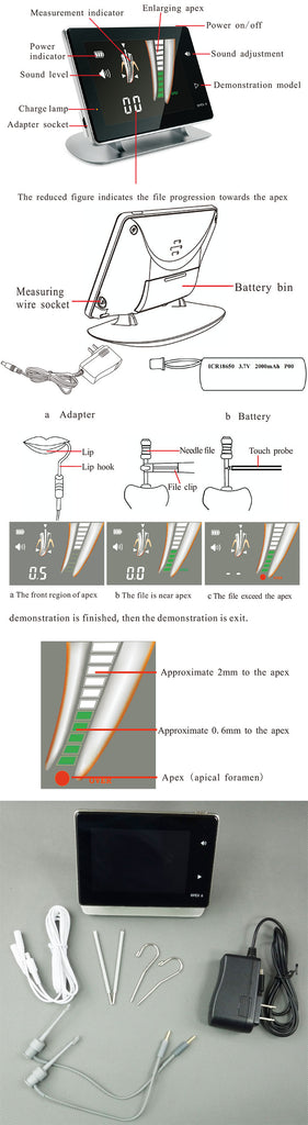Dental Apex Locator Root Canal Treatment Measuring tools RPEX6 with 4.5' LCD Touch Screen