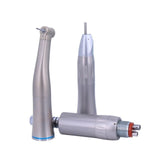 Dental Low Speed Handpiece 1:1 Contra Angle LED Fiber Optic Push Button Inner Channel Spray Blue Ring