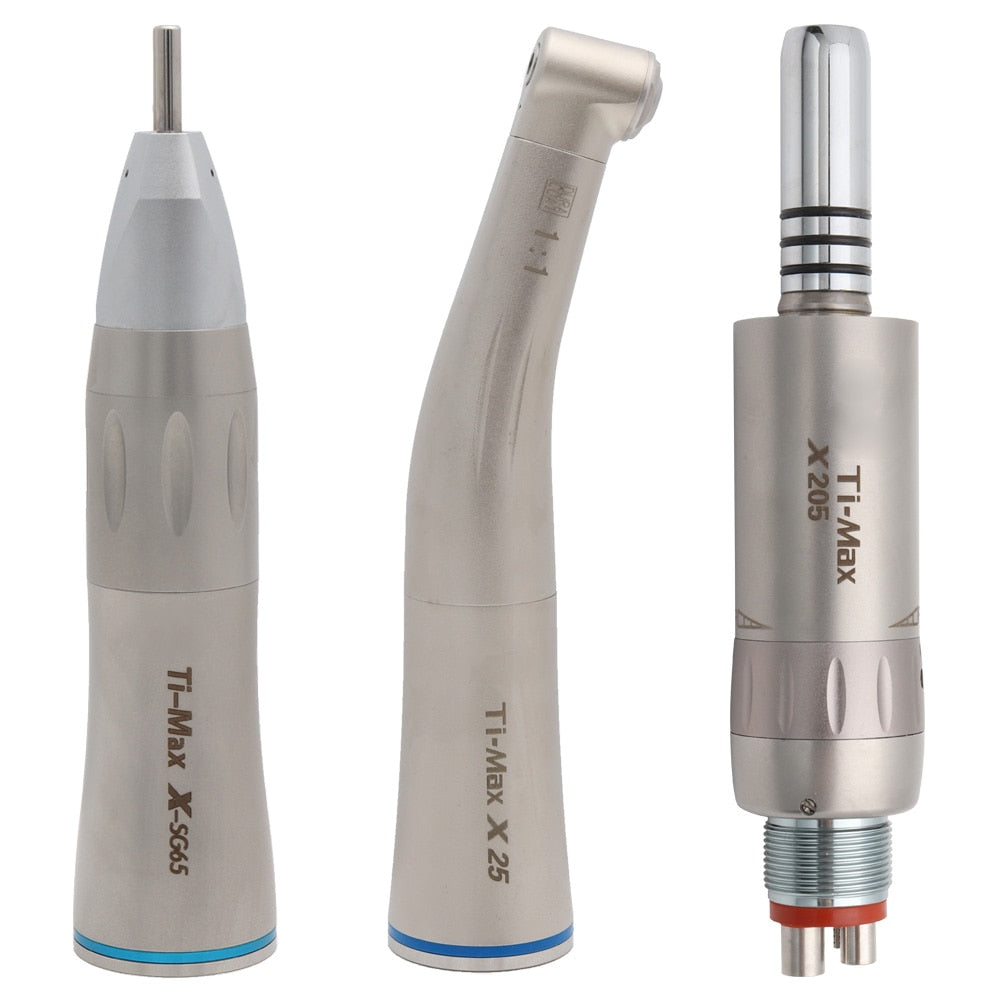 Ti-Max Style Dental Low Speed Handpiece Straight Nose Contra Angle Air Motor 2/4Holes X-SG65/X25/X205 Air Turbine