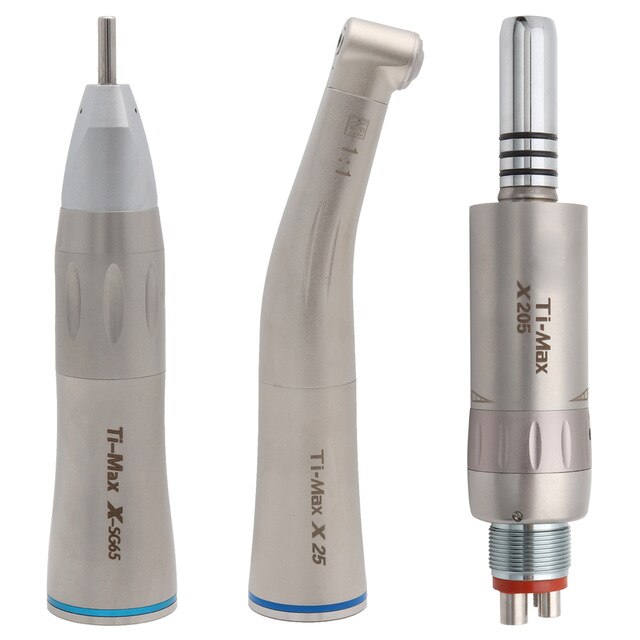 Ti-Max Style Dental Low Speed Handpiece Straight Nose Contra Angle Air Motor 2/4Holes X-SG65/X25/X205 Air Turbine