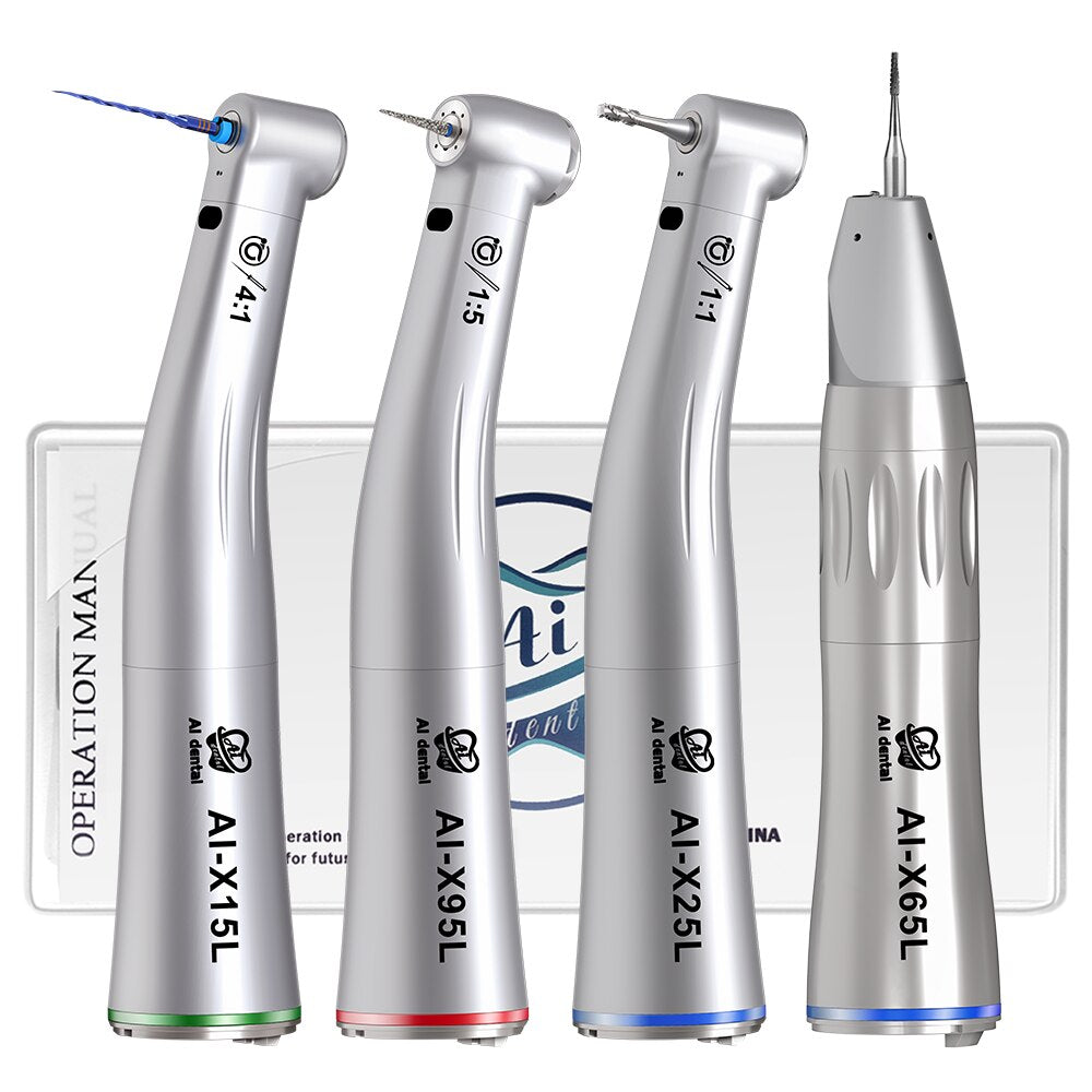 X Series Dental 1:1/1:5/4:1/10:1/16:1 Fiber Optic Low Speed Contra Angle Handpiece For Electric Micromotor Chair Equipment