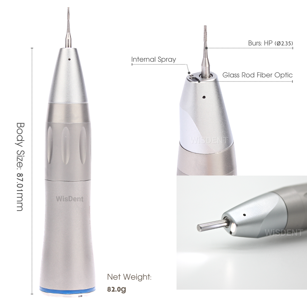 X65L Straight Nose Attachment Low Speed Handpiece with Fiber Optic LED