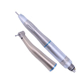 Dental Low Speed Handpiece 1:1 Contra Angle LED Fiber Optic Push Button Inner Channel Spray Blue Ring