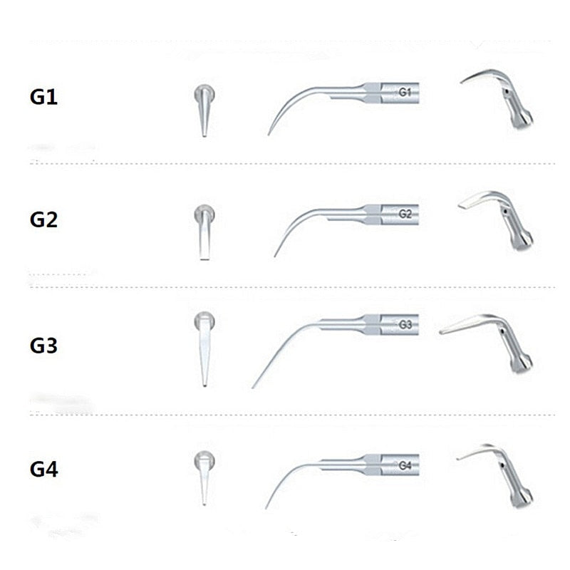 5pcs G1,G2,G3,G4,P1,P3 P4 Dental Scaler Tips Fit EMS Woodpecker Ultrasonic Scaler Handpiece Dental Ultrasonic Scaler Scaling Tip
